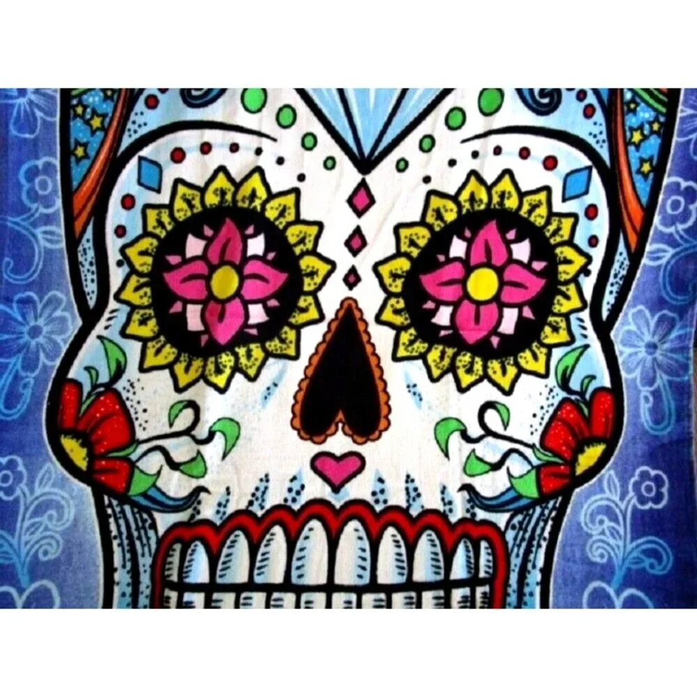 Sugar Skull Beach Towel 30 x 60 Day of the Dead Novelty Beach Bath Pool Home